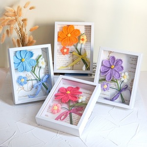 Marco de fotos personalizado con flor de Gesang de simulación creativa tejida a mano, regalo decorativo tridimensional con acabado único. - Product Image 2