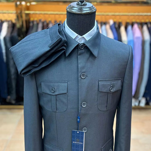 Cheap Single Breasted Two Vent Mandarin Lapel Collar 2 piezas Traje de hombre para novio - Product Image 1