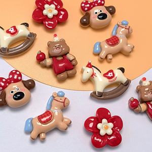 100개 신제품 나무 말 꽃 곰 개 레진 카보숑 플랫백 스크랩북킹용 전화기 장식품 공예 인형 집 장식 DIY - Product Image 2