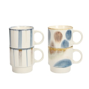 Customized creative ceramic mug <b>set</b>, luxurious and high-end stackable mug <b>set</b> with <b>cup</b> holder, office coffee mug. - Product Image 3