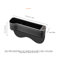 Organizador Lateral de Asiento de Cuero PU Rapo con Luz Ambiental LED RGB, Caja de Almacenamiento con Carga Rápida para Interior de Auto Universal