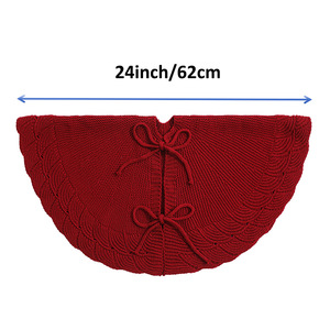 Falda Rústica de Punto Festoneada para Árbol de Navidad, 24/36/48 Pulgadas, con Lazos Rojos, Cubre Base de Árbol, Directo de Fábrica, Ecológico y Reutilizable - Product Image 4
