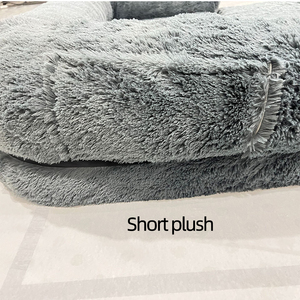 Sofá perezoso de felpa para una sola persona a la moda con cama portátil triple grande para perros, tela con patrón sólido para uso doméstico embalado en cartón - Product Image 3