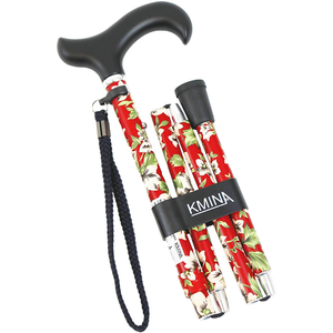Bastone da Passeggio Pieghevole, Bastoni da Passeggio per Anziani, Fiori, Rosso, KMINA K10020 - Product Image 5