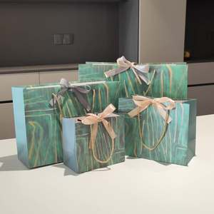 Custom Printing Premium Clothing <b>Shoe</b> Luxury Paper Shopping Tote Bag with <b>Bow</b> and Your Onw Logo - Product Image 1