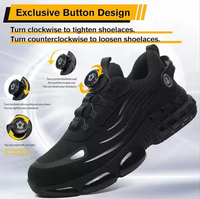 Bottes de travail industrielles pour hommes, respirantes, anti-écrasement, avec embout en acier, chaussures de sécurité à bouton automatique, chaussures de sécurité