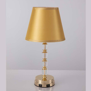 Lámpara de Mesa de Cristal de Lujo Exclusiva Transfronteriza con Pantalla de Tela Cónica para Dormitorio, Control Táctil y Carga USB - Product Image 3