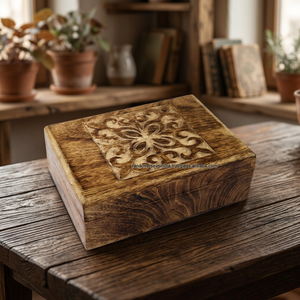 Traditional Hand Through-Carved Sheesham Wood Rectangular Jewellery Box Feng Shui Style <b>Wedding</b> Gift <b>Organiser</b> for Girls Women's - Product Image 2