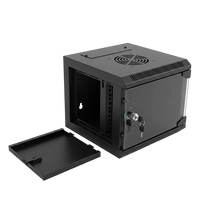 Kabinet Jaringan Dinding 10 Inci, Rak Server Mini SOHO Ringkas dengan Pintu Kaca Tempered & Panel Samping yang Dapat Dilepas