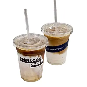 ベストセラー使い捨てPETプラスチックコールドコーヒートゥゴーカップ食品グレードカスタマイズロゴ印刷コーヒーカップ一口蓋付き