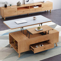 Table basse et de salle à manger multifonctionnelle de style nordique du milieu du siècle, avec rangement et design pliable pour petits appartements, en bois massif