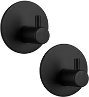 Ganchos de Pared Negros para Ropa, Acero Inoxidable, para Toallas y Llaves, Montaje en Pared con Adhesivo 3M, Ganchos de Almacenamiento, Organización de Pared