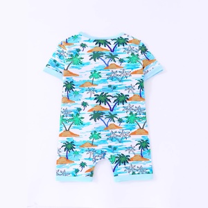 Mameluco para Bebé de Fibra de Bambú con Estampado Playero, Manga Corta, Cierre de Cremallera, Suave y Transpirable, Unisex, Primavera-Verano, 0-24 <span class=keywords><strong>Meses</strong></span>, Personalizable al por Mayor - Product Image 2