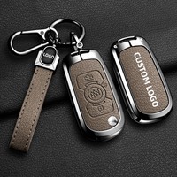 Housse de clé de voiture en alliage de zinc et cuir, compatible avec Buick Verano 2015-2023, luxe, anti-rayures, anti-chute, protection complète, étui pour clé de voiture