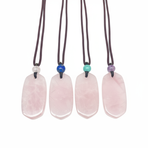 قلادة بتصميم هندسي من الأحجار الطبيعية، قلادة بوهيمية من الكريستال الخام والعقيق وكوارتز الوردي، سلسلة حبل، هدية - Product Image 1
