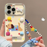 Jendela besar kompatibel untuk Huawei Nova 8 Pro casing ponsel Pura 70 Pro Kreatif Honor Magic 6 Polka Dot dahound penutup lucu