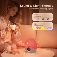 Réveil intelligent HiFiD avec contrôle par application, routines de réveil et de sommeil personnalisées, machine à bruit blanc et sons du lever du soleil multicolores