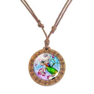 <span class=keywords><strong>Collar</strong></span> de estilo Vintage de colibrí para mujer, colgante de madera de pájaro Retro, cadena de cuerda ajustable, joyería de moda de inspiración cristiana - Product Image 4