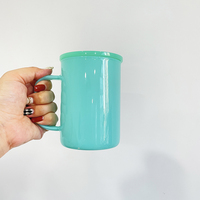 Lot de 25 tasses en verre de couleur macaron de 17 oz avec poignée et couvercle en plastique pour enveloppes UV DTF et transfert par sublimation