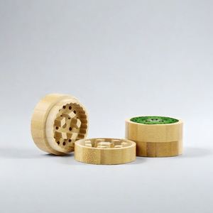 Moulin à tabac en bambou à deux étages de 48 mm avec logo personnalisé, vente en gros, moulin à herbes en bois pour fumer - Product Image 1