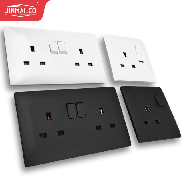 Type 86 Single 5-Hole USB Socket Panel, Universal UK Standard Multi-Functional Power Socket, 13A 15A 250V Wall Switch