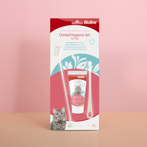 Kit dentaire pour <span class=keywords><strong>chat</strong></span> Bioline Factory Wholesale : brosse à dents et dentifrice modernes en plastique écologique aux saveurs de <span class=keywords><strong>fromage</strong></span> - Product Image 2