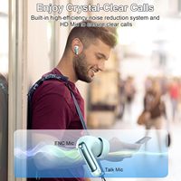 Huien Écouteurs sans fil Bluetooth 5.3 Casque HiFi Stéréo Écouteurs Android avec 4 ENC Micro Casque antibruit