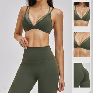 Conjunto de Yoga de Verano para Mujer, 4 Piezas, Leggings de Cintura Alta, Sujetador Deportivo, Top Corto, Ropa Deportiva Moderna para Gimnasio, Running, Pilates - Product Image 2