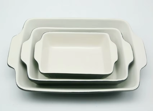 Bộ dụng cụ nướng gốm sứ Bắc Âu có tay cầm, khay và chảo nướng sứ trắng giá rẻ dùng cho tiệc tùng - Product Image 2