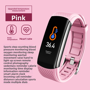 Relógio Inteligente de Pulso C6T em Plástico com Monitoramento de Temperatura Corporal, Pressão Arterial, Frequência Cardíaca, Notificações, Monitoramento de Sono e Pedômetro - Product Image 3