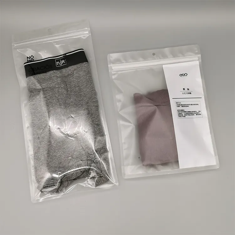 Sachet transparent pochette d'emballage de vêtements pochette d'emballage en aluminium pochette à fermeture éclair sacs de sous-vêtements pochette debout