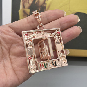 Llavero Giratorio Cuadrado de Recuerdo Turístico de Dubái de <span class=keywords><strong>Metal</strong></span> Personalizado, Llavero Giratorio de Oro Rosa - Product Image 2