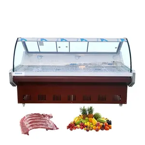 butchery fridge chilled meat glass cooler refrigeration counter supermarket display cooler