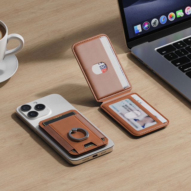 7-Card Wallet Rotating Hinge Stand High-Capacity Magnetic PU Phone Card Case for iPhone Detachable Foldable Multi-Angle Stand