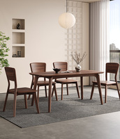 Ensemble de table à manger et de chaises en bois de noyer noir Table à manger rectangulaire pour petit appartement Table à manger en bois massif à usage domestique