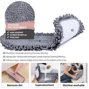 Maxfree Balai serpillère pulvérisateur rotatif à 360° en microfibre pour eau et poussière, outil de nettoyage de sol écologique avec panier en plastique - Product Image 5