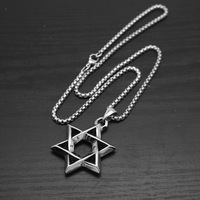 Collier gothique punk hexagramme vintage, chaîne en acier inoxydable 316l, accessoires luxueux imperméables pour hommes MGXL451