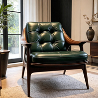 Fauteuil design en fibre de verre, capitonné en cuir, style mi-siècle, pour salon