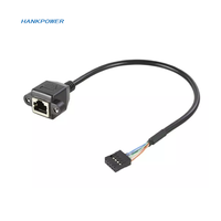 Kabel Ekstensi Jaringan LAN Ethernet OEM USB2.0 Dupont 2.54mm 9pin Female ke RJ45 Female dengan Lubang Sekrup Pemasangan untuk PC Host