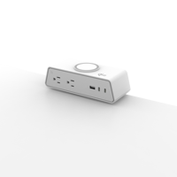 Prise de bureau amovible OMNI avec 3 prises, 2 ports USB, charge rapide 65W, chargeur sans fil intégré, sécurisée pour bureau