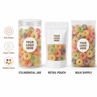 Sugar Coated Ring Starch Gummy Candy Multicolor Fruit Flavor Soft Chewy Donut Starch Gummy Sweet Sour Candy for Kids Wholesale