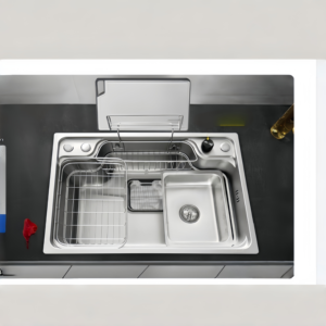 Fregadero de Cocina Multifuncional de Acero Inoxidable 304, de un Solo Tazón Grande, con Colador de Doble Capa - Product Image 1