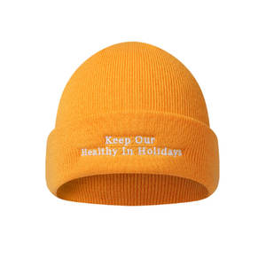 Bonnet en caoutchouc unisexe de haute qualité Logo acrylique bonnet tricoté à revers hommes chapeau d'hiver - Product Image 1