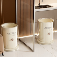 Poubelle en plastique à double coque cylindrique avec couvercle extérieur transparent, design ouvert, décoration mignonne de dessin animé, corbeille à déchets