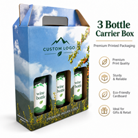 Support de boissons en carton imprimé pour trois bouteilles avec poignée intégrée, fenêtre de présentation et emballage en gros pour les marques de cidre