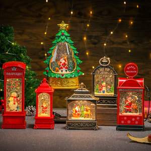 Adornos Navideños con Luz y Música, Variedad de Diseños con Santa Claus y Muñeco de Nieve, Decoraciones con Forma de Cabina Telefónica y Lámparas de Aceite/Viento, Regalos - Product Image 1
