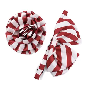 Tie Bow Tie Set Custom Greek Sorority Fraternity Logo Woven Flower Lapel Pin Polyester Handmade Red White Brooch Bow Tie Set