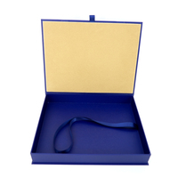 Caja de presentación de documentos azul personalizada con impresión de logotipo