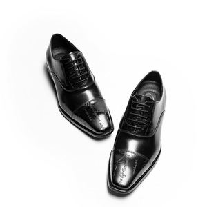 New Model Carved Oxford <b>Shoes</b>-cowhide Business Formal Casual High-end Lace-up square Toe Hand-polished Men's <b>Height</b> <b>Increasing</b> - Product Image 3