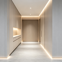 Panneau mural en PVC à grain de bois en fibre de charbon de bambou de 1,22 m de large, design moderne, ignifuge et imperméable pour villas et commerces